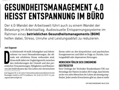 Gesundheitsmanagement 4.0 heißt Entspannung im Büro